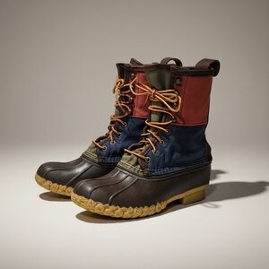 Vintage LL Bean Original Duck Boots Colorblock Canvas Mid-Calf USA